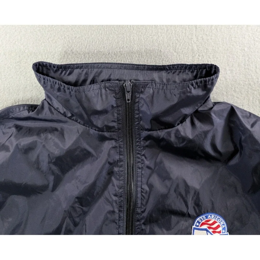 Clique Mens Vintage 90s USS Arizona‎ Pearl Harbor Windbreaker Jacket Medium Navy